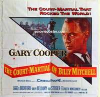 k344 COURT-MARTIAL OF BILLY MITCHELL six-sheet movie poster '56 Gary Cooper