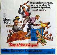 k351 DAY OF THE EVIL GUN six-sheet movie poster '68 Glenn Ford, Kennedy