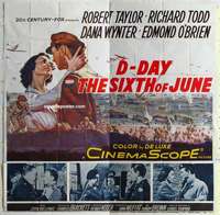 k353 D-DAY THE 6th OF JUNE six-sheet movie poster '56 Robert Taylor, WWII