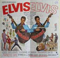 k359 DOUBLE TROUBLE six-sheet movie poster '67 rockin' Elvis Presley!