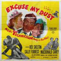k363 EXCUSE MY DUST six-sheet movie poster '51 Buster Keaton, Red Skelton