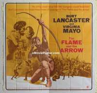 k367 FLAME & THE ARROW int'l six-sheet movie poster R71 Burt Lancaster, Mayo