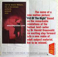 k378 GIRL OF THE NIGHT six-sheet movie poster '60 prostitute Anne Francis!