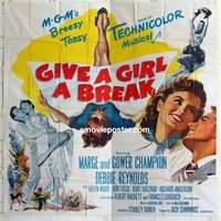 k379 GIVE A GIRL A BREAK six-sheet movie poster '53 The Champions!