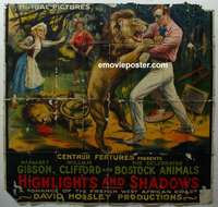 k387 HIGHLIGHTS & SHADOWS linen six-sheet movie poster c10s attacking lion!