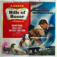 k388 HILLS OF HOME six-sheet movie poster '48 Lassie, Edmund Gwenn