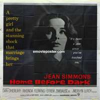 k389 HOME BEFORE DARK six-sheet movie poster '58 Jean Simmons, O'Herlihy