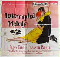 k395 INTERRUPTED MELODY six-sheet movie poster '55 Glenn Ford, Parker