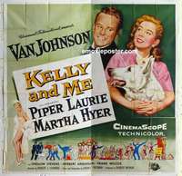 k403 KELLY & ME six-sheet movie poster '57 Van Johnson, Piper Laurie, Hyer