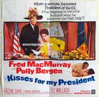 k405 KISSES FOR MY PRESIDENT six-sheet movie poster '64 Fred MacMurray