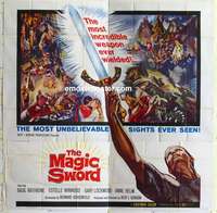 k411 MAGIC SWORD six-sheet movie poster '61 Basil Rathbone, fantasy!