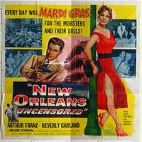k422 NEW ORLEANS UNCENSORED six-sheet movie poster '54 Beverly Garland