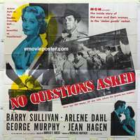 k425 NO QUESTIONS ASKED six-sheet movie poster '51 treacherous Arlene Dahl!