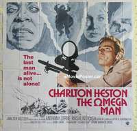 k429 OMEGA MAN int'l six-sheet movie poster '71 Charlton Heston, zombies!