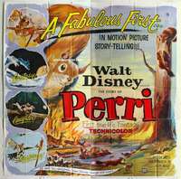 k435 PERRI six-sheet movie poster '57 Walt Disney True-Life Fantasy!