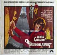 k437 PRESIDENT'S ANALYST six-sheet movie poster '68 wild James Coburn!