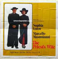 k438 PRIEST'S WIFE int'l six-sheet movie poster '71 Sophia Loren, Mastroianni
