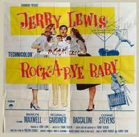 k444 ROCK-A-BYE BABY six-sheet movie poster '58 Jerry Lewis with triplets!