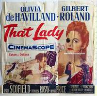 k459 THAT LADY six-sheet movie poster '55 Olivia de Havilland w/eyepatch!