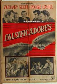 k647 COUNTERFEIT PLAN Argentinean movie poster '57 Peggy Castle, Scott