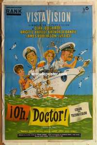 k650 DOCTOR AT SEA Argentinean movie poster '56 Brigitte Bardot, Bogarde