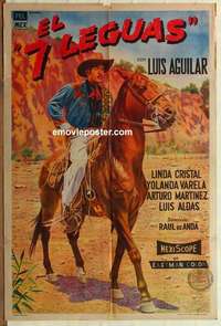 k652 EL 7 LEGUAS Argentinean movie poster '55 Luis Aguilar