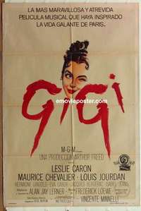 k661 GIGI Argentinean movie poster '58 Leslie Caron, Maurice Chevalier