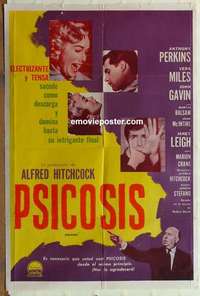 k697 PSYCHO Argentinean movie poster '60 Perkins, Hitchcock