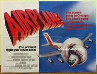 k487 AIRPLANE British quad movie poster '80 Lloyd Bridges, Nielsen