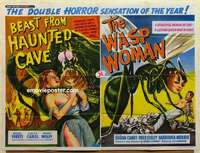 k498 BEAST FROM HAUNTED CAVE/WASP WOMAN British quad movie poster '59