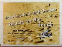 k540 FEMALE ON THE BEACH British quad movie poster '55 Joan Crawford
