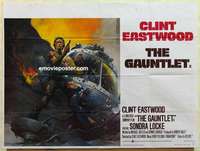k547 GAUNTLET British quad movie poster '77 Eastwood, Frazetta art!
