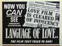 k572 LANGUAGE OF LOVE British quad movie poster '69 Swedish sex!