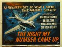 k587 NIGHT MY NUMBER CAME UP British quad movie poster '55 Redgrave, Sim