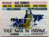 k589 OUR MAN IN HAVANA British quad movie poster '60 Alec Guinness