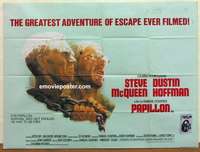 k593 PAPILLON British quad movie poster '74 Steve McQueen, Hoffman