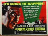 k596 PREMATURE BURIAL British quad movie poster '62 Ray Milland