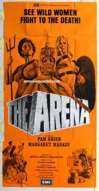 k062 ARENA English three-sheet movie poster '74 sexy gladiator Pam Grier!