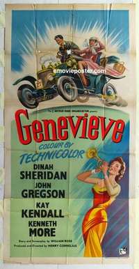 k071 GENEVIEVE English three-sheet movie poster '54 car racing classic!