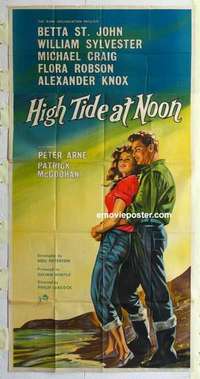 k074 HIGH TIDE AT NOON English three-sheet movie poster '57 St. John, McGoohan