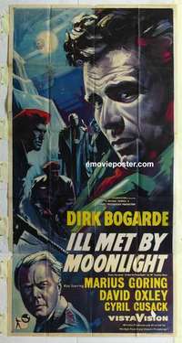 k079 ILL MET BY MOONLIGHT English three-sheet movie poster '58 Dirk Bogarde