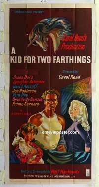 k080 KID FOR TWO FARTHINGS English three-sheet movie poster '56 sexy Diana Dors