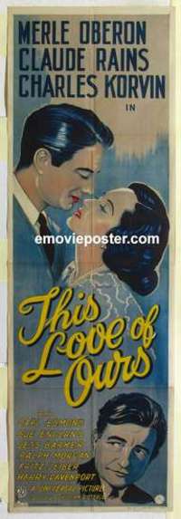 k109 THIS LOVE OF OURS English door panel movie poster '45 Oberon