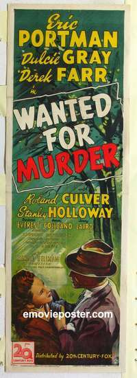 k113 WANTED FOR MURDER English door panel movie poster '46 Portman