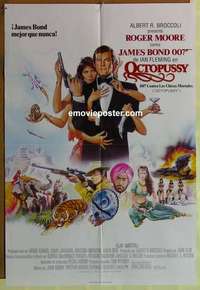 k015 OCTOPUSSY English/Spanish one-sheet movie poster '83 Moore as Bond!