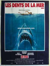 k158 JAWS French one-panel movie poster '75 Steven Spielberg classic shark!