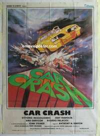 k211 CAR CRASH Italian one-panel movie poster '80 Joey Travolta's best film!