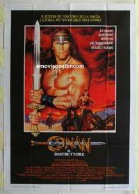 k214 CONAN THE DESTROYER Italian one-panel movie poster '84 Schwarzenegger