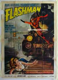 k216 FLASHMAN Italian one-panel movie poster '67 Italian superhero!