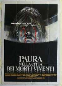 k219 GATES OF HELL Italian one-panel movie poster '83 Fulci, great image!